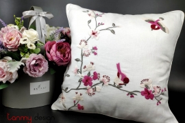 Cushion cover-Apricot blossom embroidery